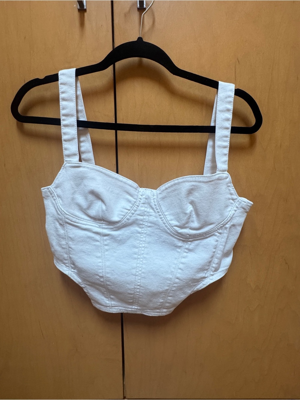 Zara White Structured Bustier Crop Top
